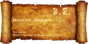 Wendler Radomér névjegykártya